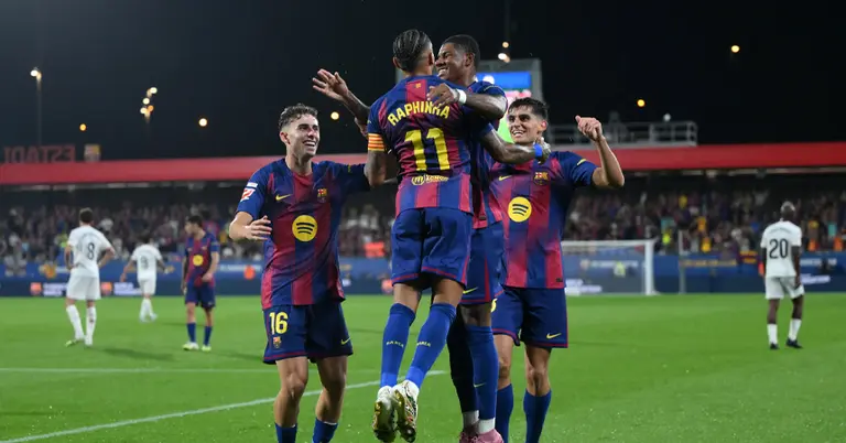 ম্যাচে বার্সার খেলোয়াড়দের উদযাপনের মুহূর্ত